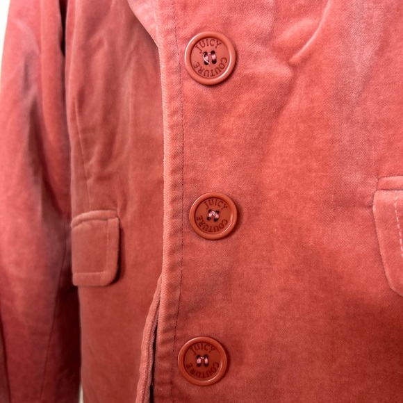Juicy Couture Pink Velvet Button down Jacket Blazer - Picture 8 of 12